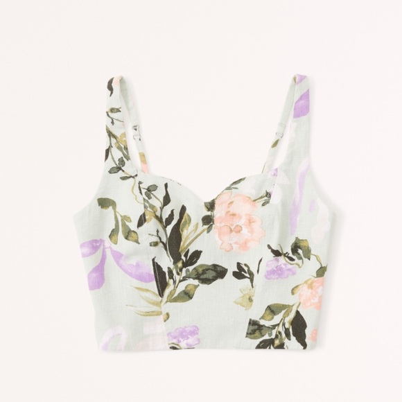 Abercrombie Linen Blend Notch Neck Top - Picture 1 of 5